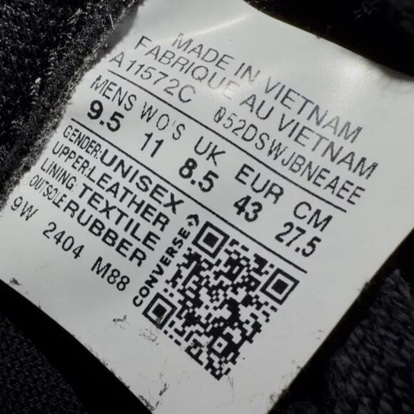 Converse Weapon Low Black Vintage White Sneakers Mens Size 9.5 A11572C - Picture 10 of 12